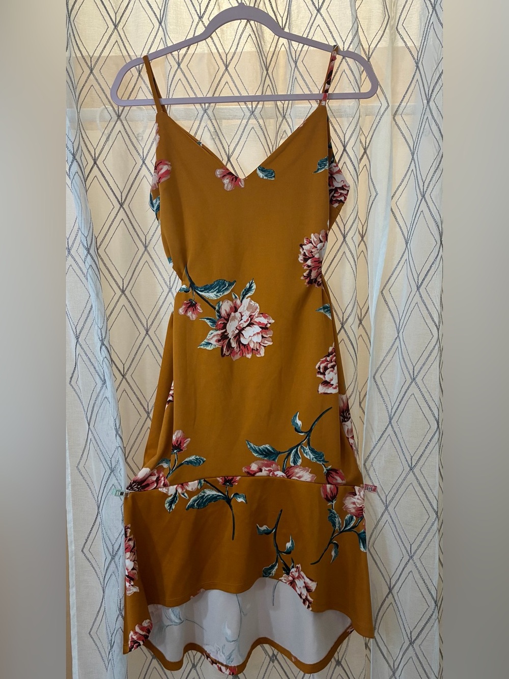 iris Mustard Floral Midi Slip Dress